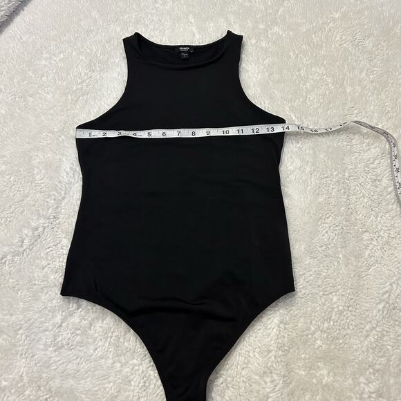 Express Women’s Body Contour Bodysuit Sz S Black Business Core Preppy Minimalist - Picture 3 of 6